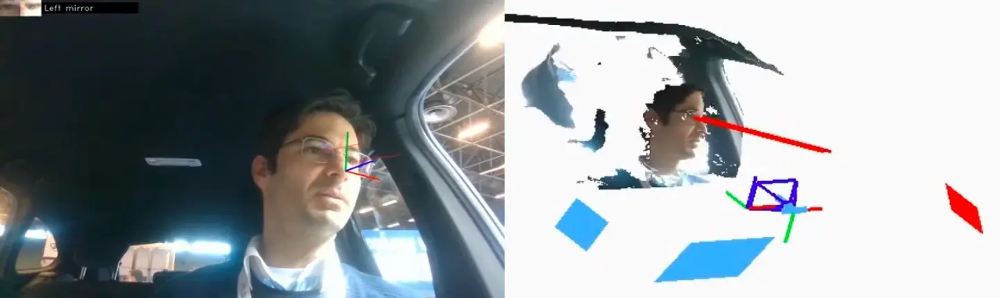 车内男子正在使用 3D 眼动追踪软件